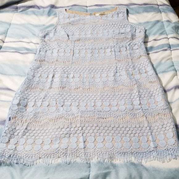 Eliza J Sleeveless Blue Lace Shift Dress NWT - Picture 4 of 8